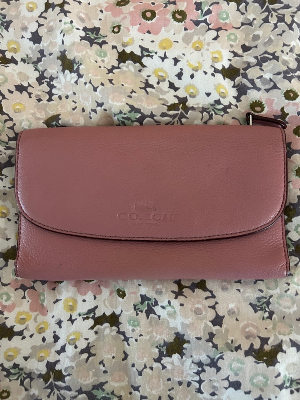 Coach Pebbled Leather Clutch in Dusty Rose